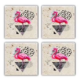 Hermia Juego de 4 Posavasos de Piedra Natural Multicolor